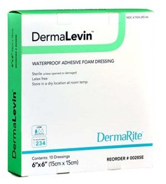 DermaRite DermaLevin Adhesive Foam Dressing  6 x 6 Inch