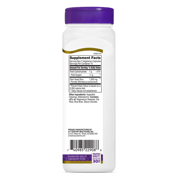 21st Century Red Yeast Rice Vegetarian Capsules 150 ea