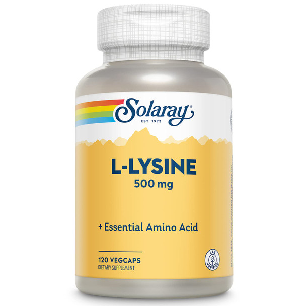 Solaray L-Lysine 500mg | Amino Acid | Healthy Cognitive, Immune System & GI Function, Bones, Joints & Skin Support | 120 VegCaps