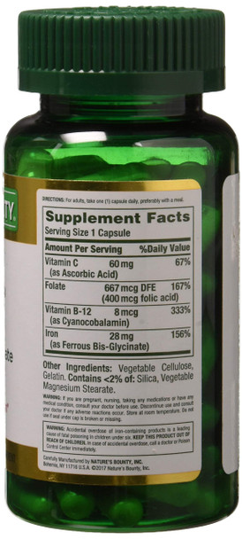 Nature's Bounty Gentle Iron 28 mg 90 Capsules