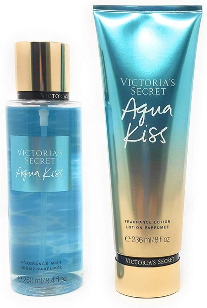 Victorias Secret Aqua Kiss Bundle Fragrance Body Mist and Fragrance Lotion