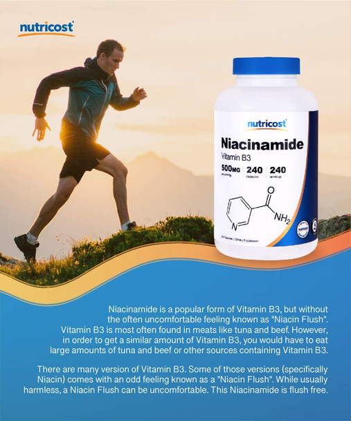 Nutricost Niacinamide (Vitamin B3) 500mg, 240 Capsules - Non-GMO, Gluten Free, Flush Free Vitamin B3