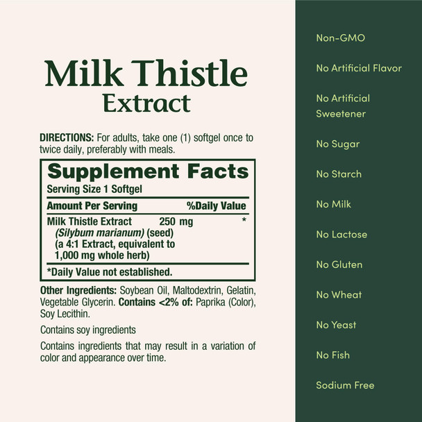 Nature's Bounty Milk Thistle Pills and Herbal Health Supplement, Supports Liver Health, 1000mg, 50 Softgels
