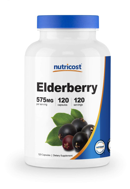 Nutricost Elderberry Capsules 575mg (120 Capsules) - Vegetarian Capsules, Gluten Free and Non-GMO Black Elderberry Supplement