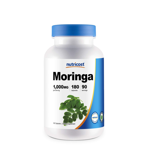 Nutricost Moringa Capsules 500mg, 180 Capsules (90 Servings) - Vegetarian Capsules, Non-GMO, Gluten Free