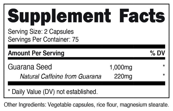 Nutricost Guarana 1000mg, 150 Vegetarian Capsules - Natural Herbal Brazilian Caffeine Energizer Supplement
