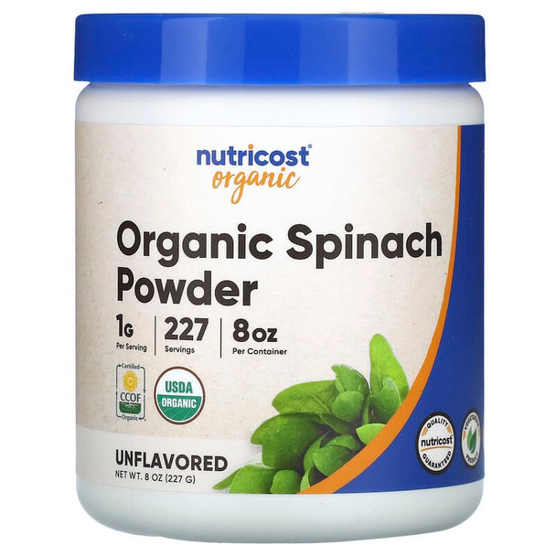 Nutricost Organic Spinach Powder 8oz (4 Grams Per Serving) - Certified USDA Organic, Premium Non-GMO Spinach Powder