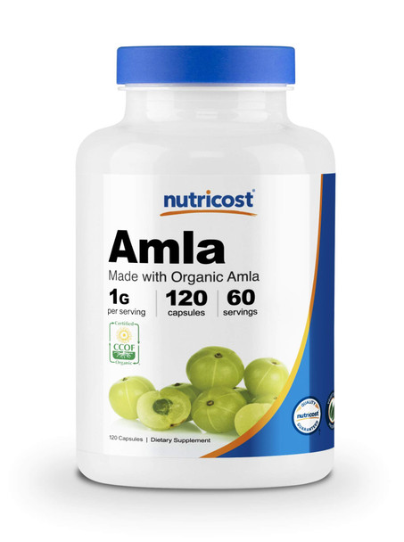 Nutricost Organic AMLA Capsules 1000mg, 60 Servings - Certified CCOF Organic, Vegetarian, Gluten Free, 500mg Per Capsule, 120 Capsules