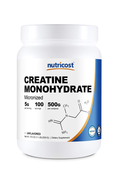 Nutricost Creatine Monohydrate Micronized Powder 500G, 5000mg Per Serv - Pure Micronized Creatine Monohydrate