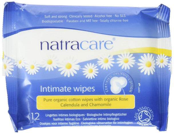 Natracare Organic Intimate Cotton Wipe  12 Pack Value Size 144 Wipes Total 12 Count