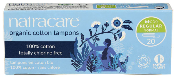 Natracare NonApplicator 100 Organic Cotton Tampons Regular Totally Chlorine Free Biodegradable and Compostable 12 Pack 240 Tampons Total