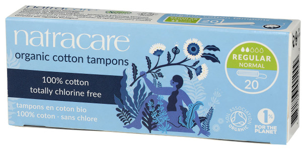 Natracare NonApplicator 100 Organic Cotton Tampons Regular Totally Chlorine Free Biodegradable and Compostable 12 Pack 240 Tampons Total