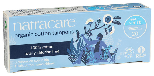 Natracare NonApplicator 100 Organic Cotton Tampons Super Totally Chlorine Free Biodegradable and Compostable 12 Pack 240 Tampons Total