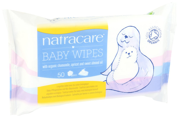 Natracare Organic Cotton Baby Wipes With Essential Oils of Chamomile Apricot and Sweet Almond Oil 16 Packs 800 Wipes Total