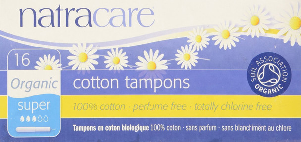 Natracare Organic Cotton Tampon Super 16 Count with Applicator 6 Pack