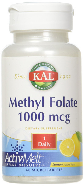 Kal Methyl Folate Activmelt, Lemon, White, 60 Count