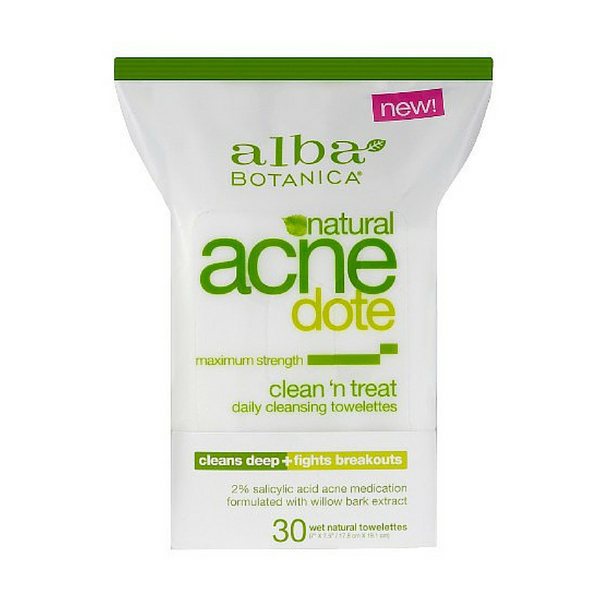 Alba Botanica Acnedote Clean 'n Treat Daily Cleansing Towelettes 30 ea