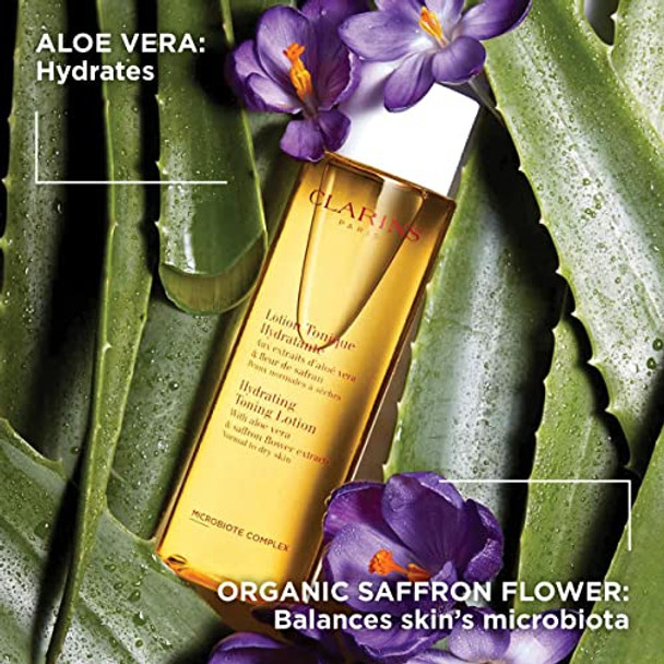 Clarins Hydrating Toning Lotion with Aloe Vera and Saffron Flower Extracts Normal to Dry Skin Clear 6.7 Fl Oz