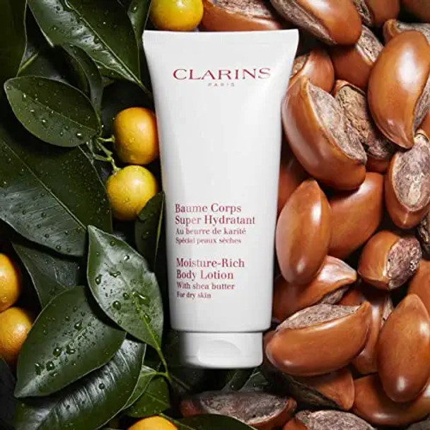 Clarins MoistureRich Body Lotion  Intensely Hydrates  Nourishes Softens and Smoothes  NonGreasy and Fast Absorbing  88 Natural Ingredients  Body Cream With Shea Butter  For Dry Skin Types