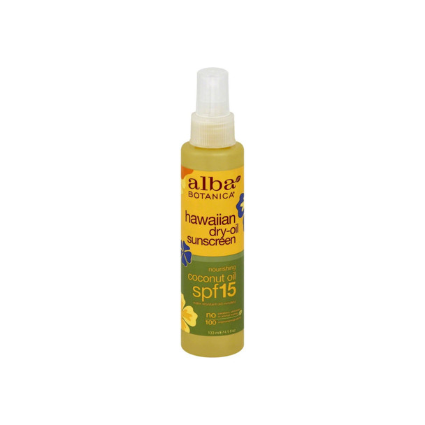 Alba Botanica Hawaiian Dry-Oil Sunscreen, Nourishing Coconut Oil SPF 15 4.50 oz