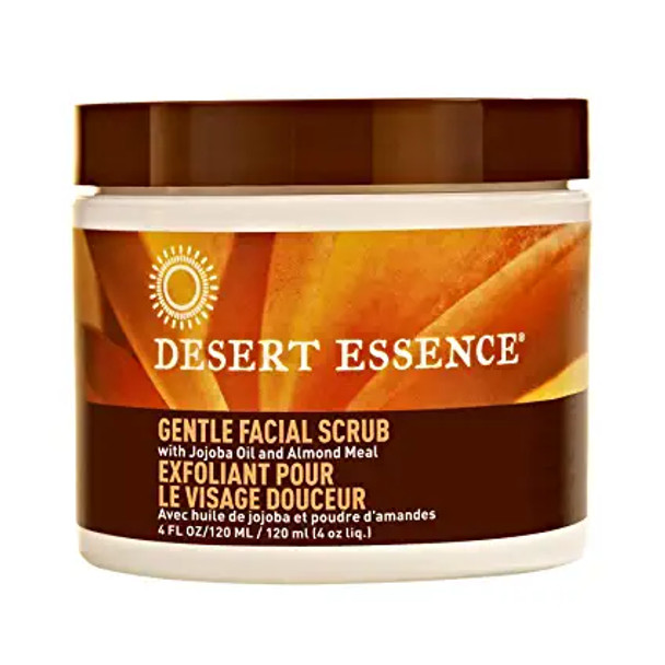 Desert Essence Gentle Facial Scrub  4 Fl Oz  Pack of 3  Jojoba Oil  Almond Meal  Oat Buff Skin  Aloe Vera  Removes Dead Skin Cells Unclogs Pores  For Radiant Skin  Exfoliating Scrub