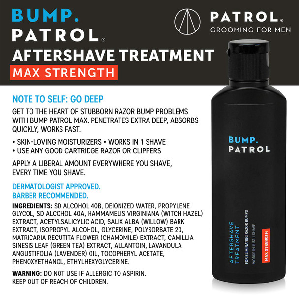 Bump Patrol Maximum Strength Aftershave Formula  After Shave Solution Eliminates Razor Bumps and Ingrown Hairs  2 Ounces
