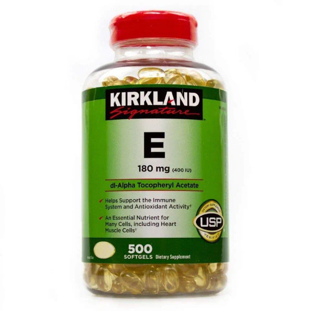 Kirkland Signature Vitamin E 400 I.U. 500 Softgels Bottle