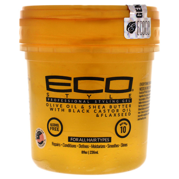 Ecoco Eco Style Gel  Olive Oil And Shea Butter Black Castor Oil And Flaxseed  Superior Hold And Healthy Shine  Helps Moisturize Scalp  Repairs Damaged Follicles  Promotes Hair Growth  8 Oz