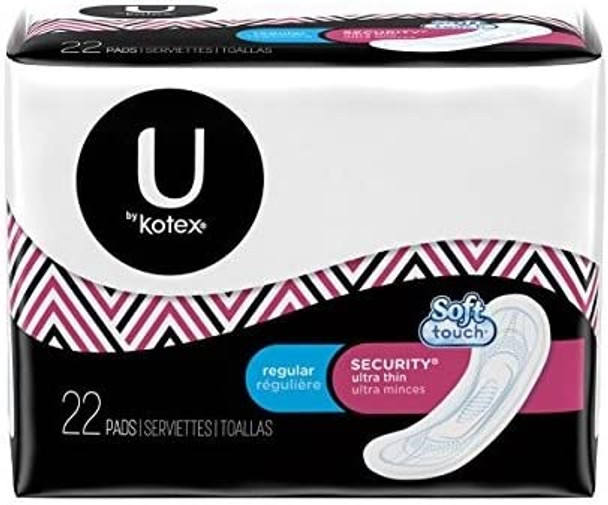 Kotex Security Ultra Thin Pads Regular Unscented 22 Count Pack of 2