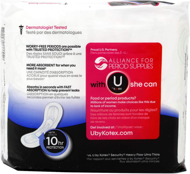 Kotex U Secuity Maxi Pads Long Heavy Flow 22 ea