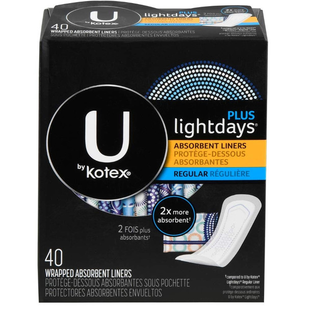 U by Kotex Curves Regular Liners 40 Each Packs of 2