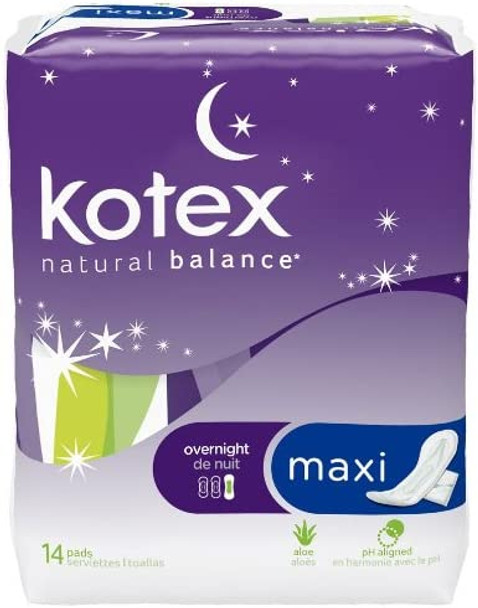 U by Kotex Maxi Pads Overnight Unscented 14 Each Pack of 3