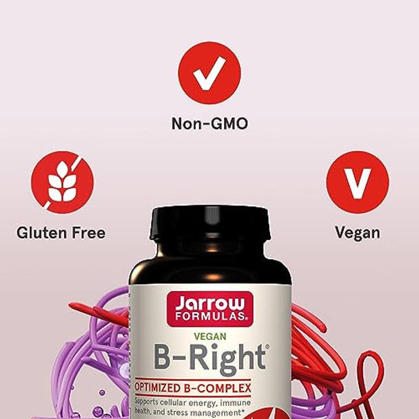 Jarrow Formulas B-right Complex, Supports Engery, Brain and Cardiovascular Health, 100 Veggie Caps