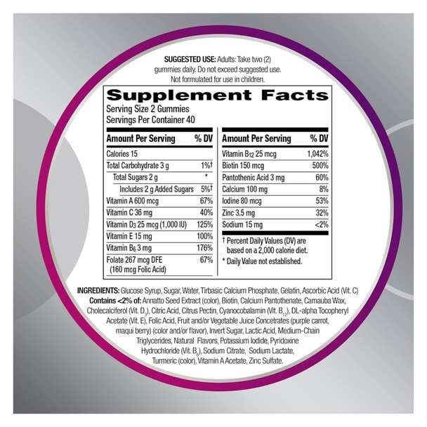Centrum Multigummies Gummy Multivitamin For Women 50 Plus With Vitamin D3 B6 And B12 Multivitamin/Multimineral Supplement - 80 Count