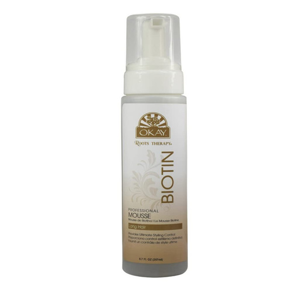 Okay Roots Therapy Biotin Professional Mousse Helps Reduce Frizz And Enhances The Appearance Of Hair SulfateSiliconeParaben  For All Hair Types and Textures Made in USA 10.82oz OKAYRTM8