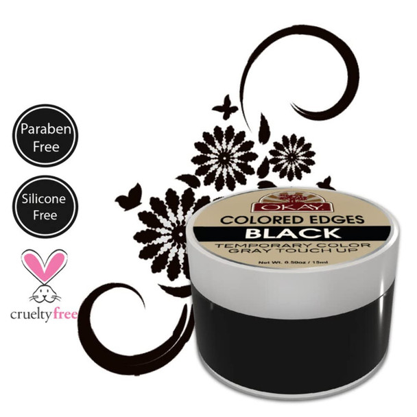 Okay Colored Edges No Flaking All Day Hold Conceals Gray Growth Plus Edge Control Black 0.5 Fl Oz