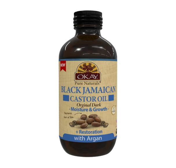 Okay Black Jamaican Castor Oil Original DarkArganRestores HairSkinHelps Naturally Grow Strong Healthy HairEnhances ElasticityStimulates Hair Follicles SiliconeParaben FreeMade in USA 4 oz