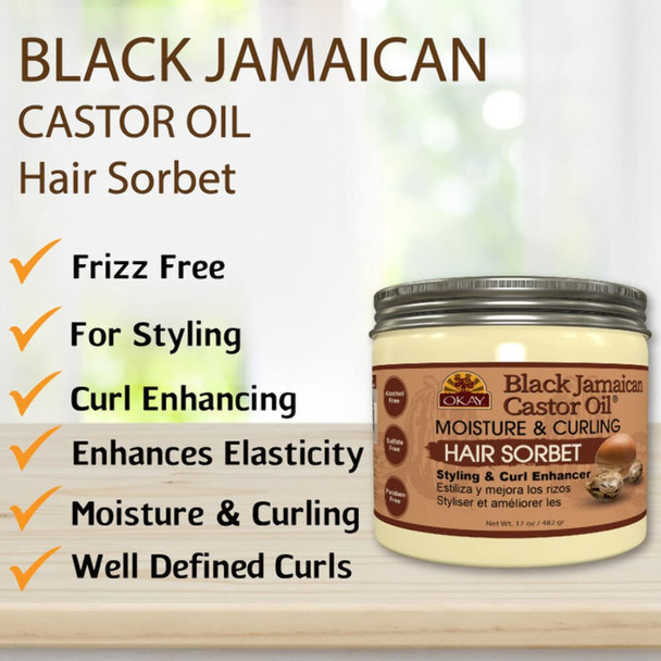 Okay black jamaican castor oil moisture  curling hair sorbet White 17 Ounces