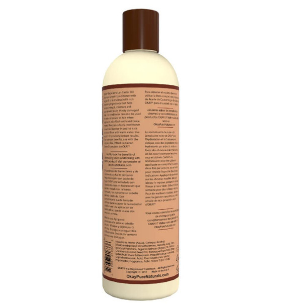 OKAY  Black Jamaican Castor Oil Conditioner  For All Hair Types  Textures  Revive  Moisturize  Grow Healthy Hair  with Argan Oil  Shea Butter  Free Of Parabens Silicones Sulfates  12 Oz