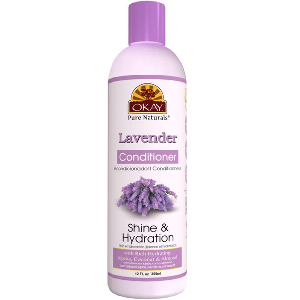 Okay Lavender ShineHydration Conditioner Helps ReplenishNourish and Hydrate Hair SulfateSiliconeParaben Free For All Hair Types and Textures Made in USA 12oz OKAYLAVC12