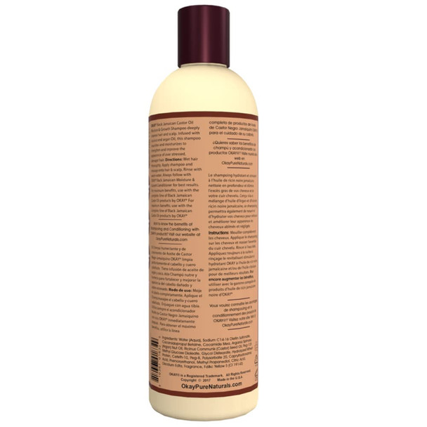 OKAY  Black Jamaican Castor Oil  Lavender Shampoo  For All Hair Types  Textures  Moisturize Strengthen  Regrow Hair  With Argan Oil  Free of Paraben Silicone Sulfate  12 oz