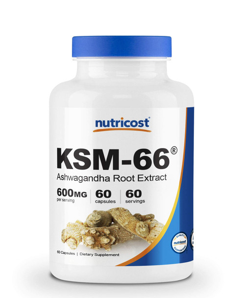 Nutricost KSM-66 Ashwagandha Root Extract 600mg, 60 Veggie Caps - High Potency 5% Withanolides - with BioPerine - Full-Spectrum Root Extract