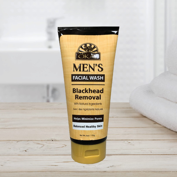 OKAY Mens Facial Wash Blackhead Removal With Natural Ingredients Removes Excess Oils Helps Minimize Pores Balances Healthy Skin 6oz