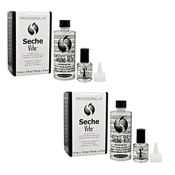 Seche Vite Dry Fast Top Coat Professional Refill Kit 4 oz and 0.5 oz 2 Packs