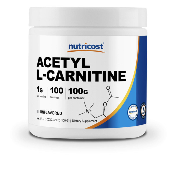 Nutricost Acetyl L-Carnitine (ALCAR) 100 GMS - 1000mg Per Serving - High Quality Acetyl L-Carnitine Powder