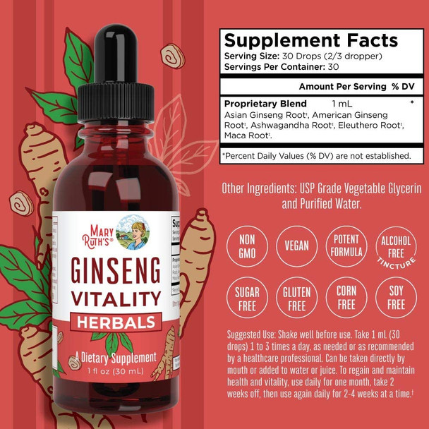 MaryRuth Organics Organic Ginseng Vitality Herbal Blend Liquid Drops