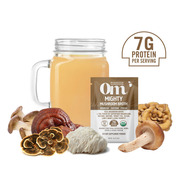 Om Mushroom Superfood Mighty Mushroom Broth 10 Single Serving Sachets