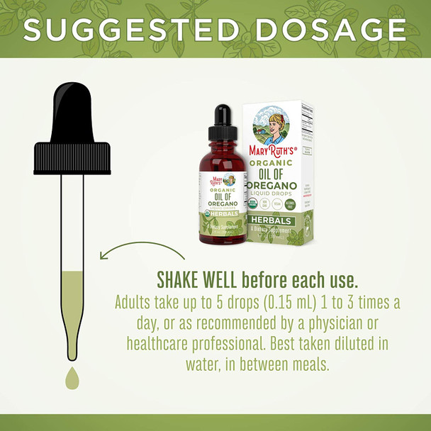 MaryRuth Organics Oregano Oil Drops | 6 Month Supply | USDA Organic Oil of Oregano Liquid | Herbal Blend for Immune Support | Digestive Health | Overall Health | Vegan | Sugar Free | Non-GMO | 1 Fl Oz