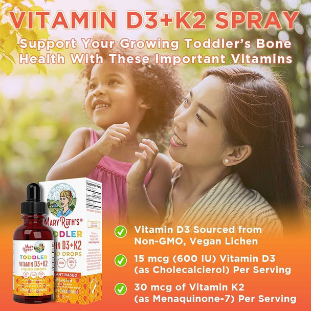 MaryRuth Organics Toddler Vitamin D3+K2 Liquid Drops (1 oz)