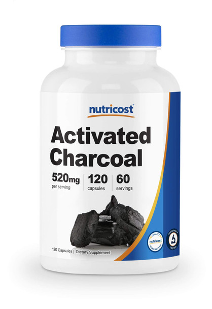 Nutricost Activated Charcoal 120 Capsules - Premium Activated Charcoal Powder, Non-GMO & Gluten Free (1 Bottle)